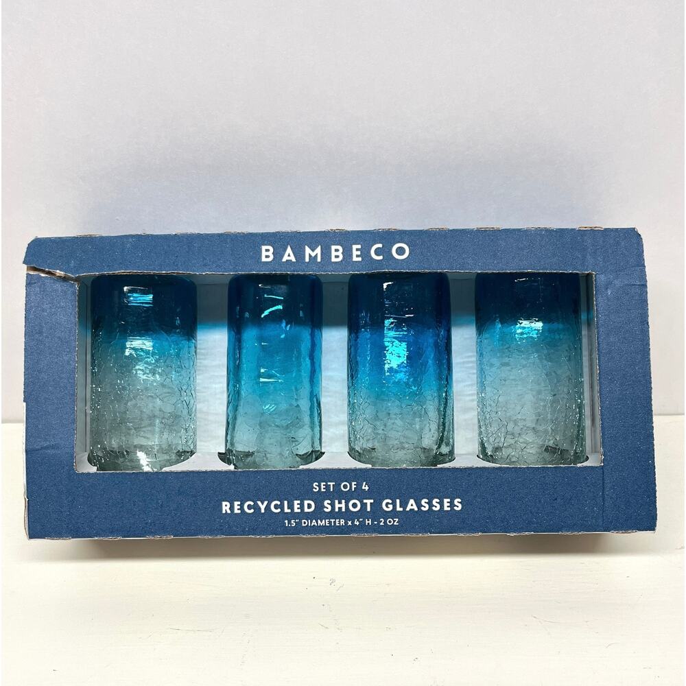 Bambeco Recycled Crackled 2 oz Shot Glasses Made in Mexico
